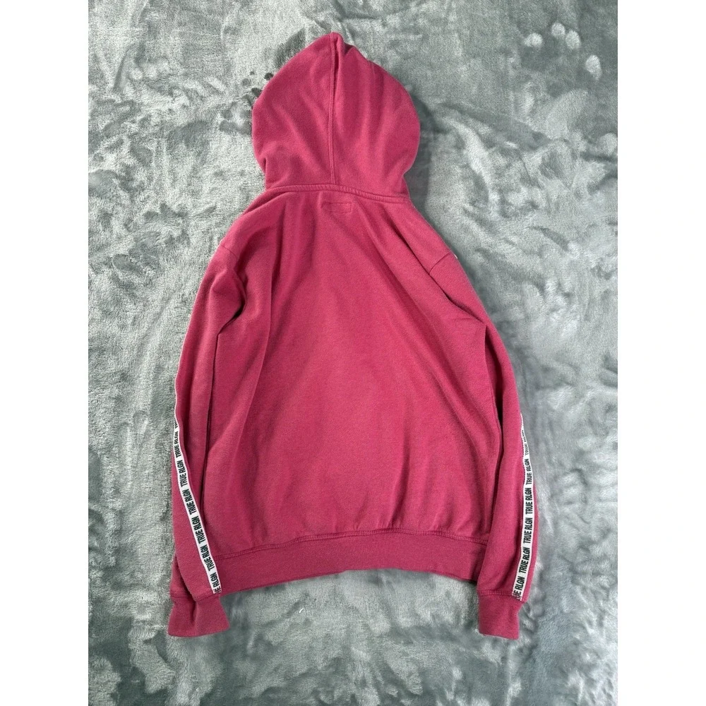 True Religion Silicone Tape PO Hot Pink Pullover Zip Up Hoodie Horseshoe Logo L